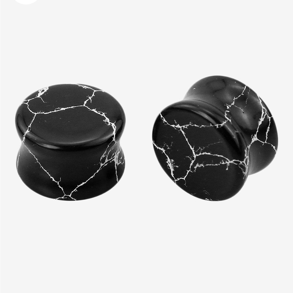 Stone Black Marble Plug 2 Pack